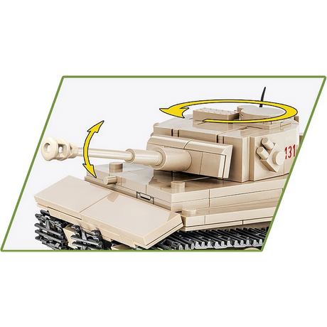 Close-up of the COBI PzKpfw VI Tiger 131 model showing the rotating turret and moving gun barrel