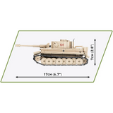 Side view of the COBI PzKpfw VI Tiger 131 model showing 17 cm length and 7 cm height