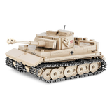 Tan COBI PzKpfw VI Tiger 131 tank model shown from the front and side.