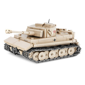 Tan COBI PzKpfw VI Tiger 131 tank model shown from the front and side.