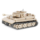 Tan COBI PzKpfw VI Tiger 131 tank model shown from the front and side with a ground shadow