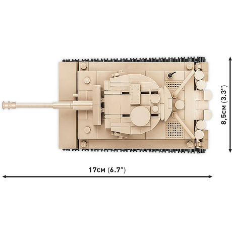 Top view of the COBI PzKpfw VI Tiger 131 model showing 17 cm length and 8.5 cm width
