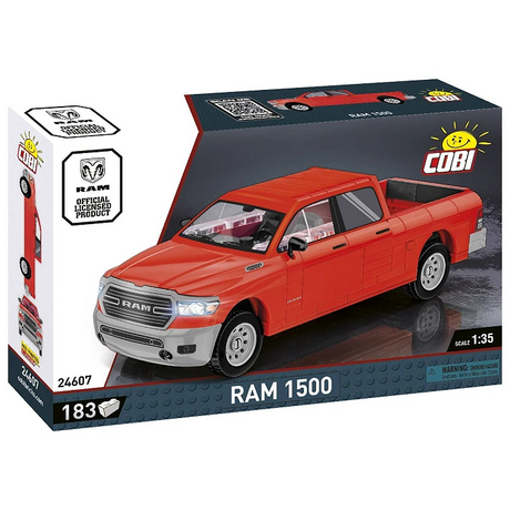 COBI RAM 1500 183 piece building set box showing the front of the red pickup truck model