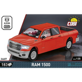 COBI RAM 1500 red pickup truck model shown from the front with 183 piece and 1:35 scale details
