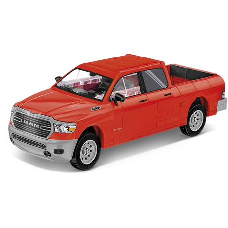 COBI RAM 1500 red pickup truck model shown from the front and side