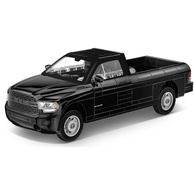 COBI RAM 2500 black pickup truck model shown from the front and side