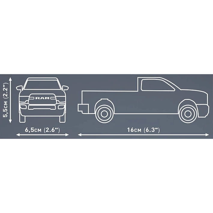 COBI RAM 2500 model dimensions showing 16 cm length, 6.5 cm width and 5.5 cm height