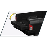 Close-up of the COBI RAM 2500 black pickup truck model with the tailgate lowered