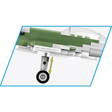 Close view of the COBI Spitfire Mk. XVI Bubbletop landing gear with movement arrows