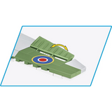 Close view of the COBI Spitfire Mk. XVI Bubbletop wing aileron with a movement arrow