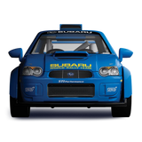 Front view of the blue COBI Subaru Impreza WRC 2003 rally car model