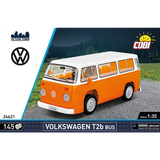 COBI Volkswagen T2b Bus orange and white model shown from the front and side with 1:35 scale details