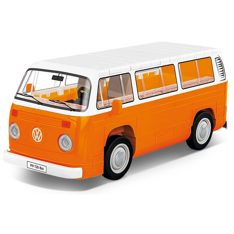 COBI Volkswagen T2b Bus orange and white building block model shown from the front and side