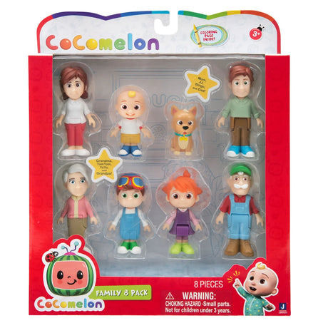 CoComelon Family 8 Figure Set retail box featuring characters from the children’s show in Ireland