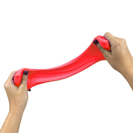 Hands stretching red Butter Cloudz Large cherry slime