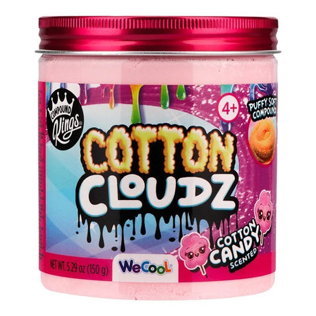 Compound Kings Cotton Cloudz pink cotton candy slime jar with red lid, label visible – Ireland. 