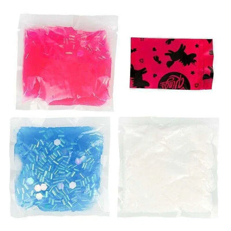 Contents of Blueberry Pancake Bingsu Cuties kit with bingsu mix-ins and charm – Ireland.