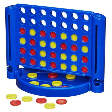 Connect 4 Grab and GO game play showing blue grid and red and yellow checkers Ireland
