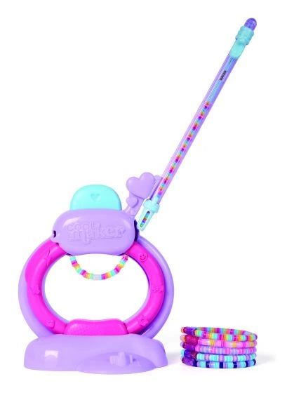 Cool Maker Stack'd Heishi Bracelet Studio with beading pen and five finished bracelets