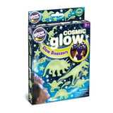 Cosmic Glow Dinosaurs Sticker Pack box showing glowing dinosaur and star shapes on a dark blue background