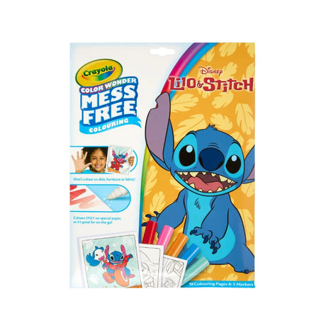 Front view of Crayola Lilo & Stitch Colour Wonder packaging with Stitch – Ireland