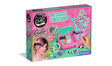 Clementoni Crazy Chic Teen Message Creations pink retail box showing the jewellery workstation, letter beads, decorated bracelets, star-shaped jewellery holder and Swiftie branding.