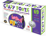 Front of the Crazy Forts Glow in the Dark box showing product name, glow feature, age range, and included parts.