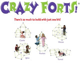 Fort shapes made with Crazy Forts rods and balls covered by bedsheets