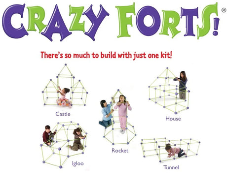 Fort shapes made with Crazy Forts rods and balls covered by bedsheets