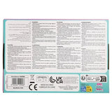 Back of the Cry Babies Good Night Friends Luna and Poppy packaging showing multilingual safety information, battery details, manufacturer markings and barcode.