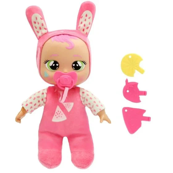 Cry Babies Meal Time Julie baby doll with strawberry, watermelon and lemon feeding accessories.