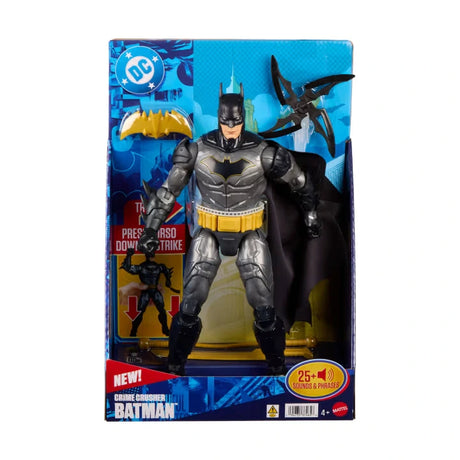 DC Premier Crime Crusher Batman with four weapons displayed in blue DC packaging