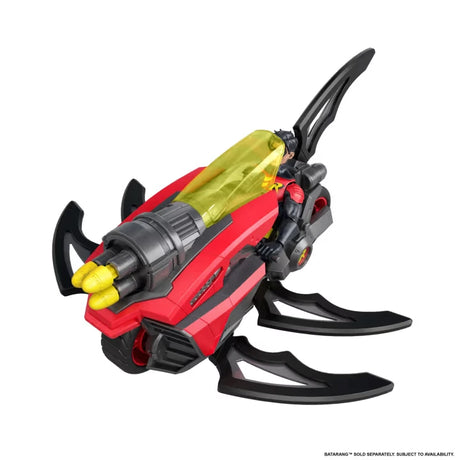 DC Premier Robin riding red Robin Cycle with three yellow projectiles loaded at the front