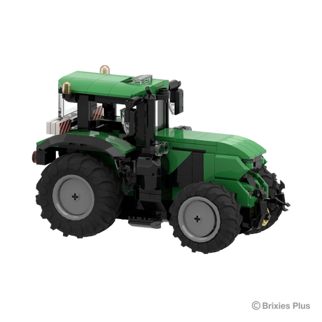 BRIXIES Plus Deutz-Fahr 6230 TTV viewed from the front side with the sculpted green bonnet, front connection point, cab and large tractor wheels