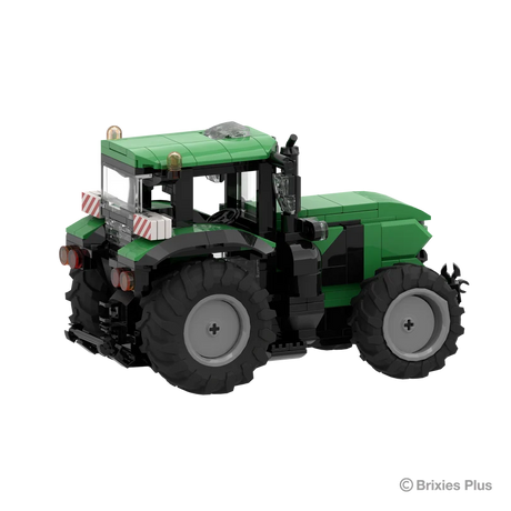 BRIXIES Plus Deutz-Fahr 6230 TTV viewed from the rear side showing the rear linkage, enclosed cab, green bodywork and large agricultural tyres