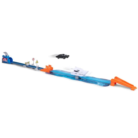 Dickie Toys Fast & Furious Dockside Jump product image featuring the car stunt track.