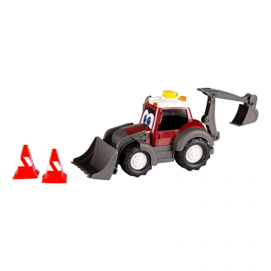 Dickie Happy Valtra Loader tractor with front bucket, rear bucket and two traffic cones