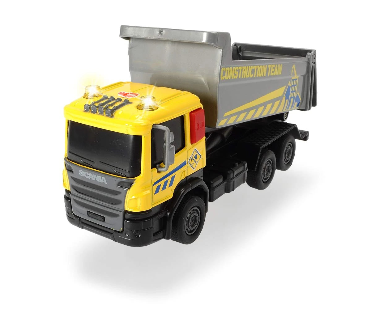 Dickie Toys City Builder Scania dump truck with raised grey tipper body