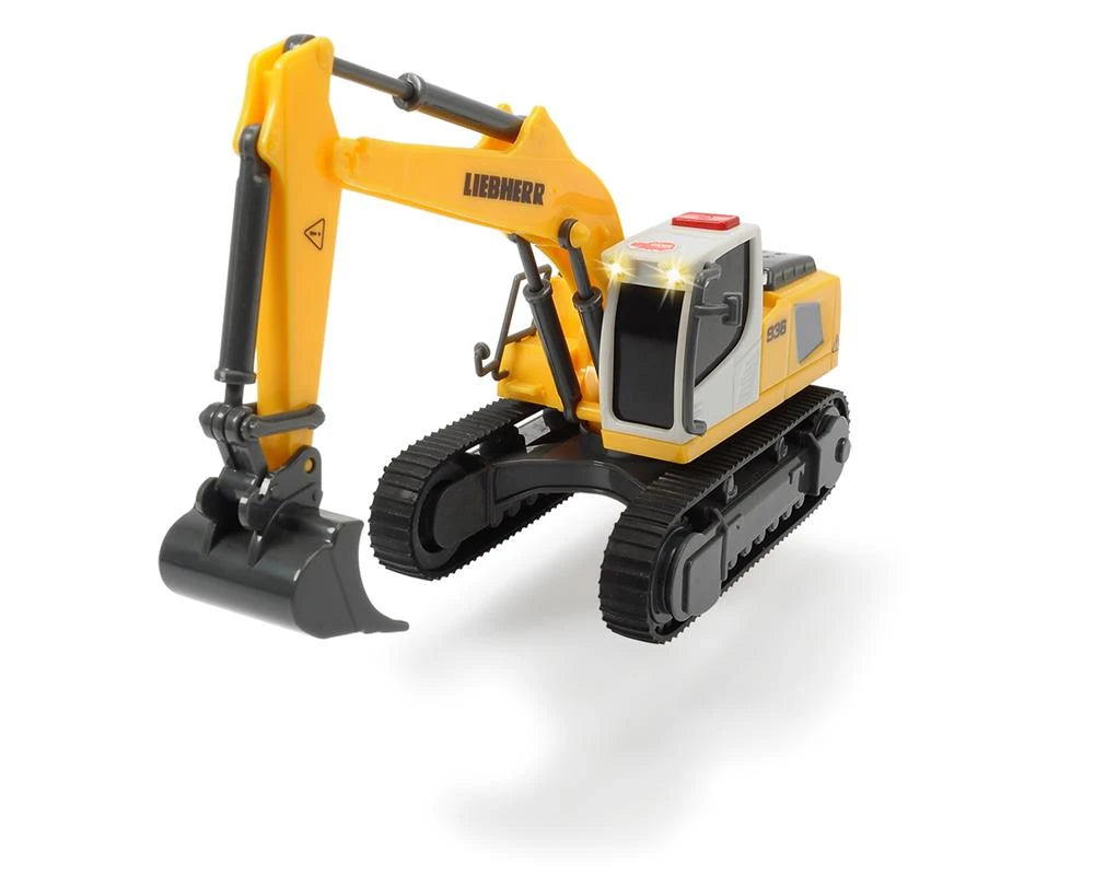 Dickie Toys Liebherr Work Force excavator with black tracks and front bucket