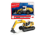 Dickie Toys Liebherr Work Force retail packaging with excavator shown below