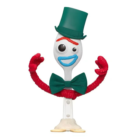 Disney and Pixar Toy Story 5 Figure Pack Forky figure with a green top hat, green bow tie, red arms and blue mouth.