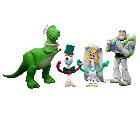 Disney and Pixar Toy Story 5 Figure Pack with Rex, Forky, Karen Beverly and Buzz Lightyear arranged together.