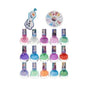 Disney Frozen nail polish set with 15 diamond shaped polish bottles, gem wheel, Olaf nail file, and cuticle stick