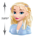Disney Frozen 2 Elsa Styling Head with loose blonde curls and purple hair clips