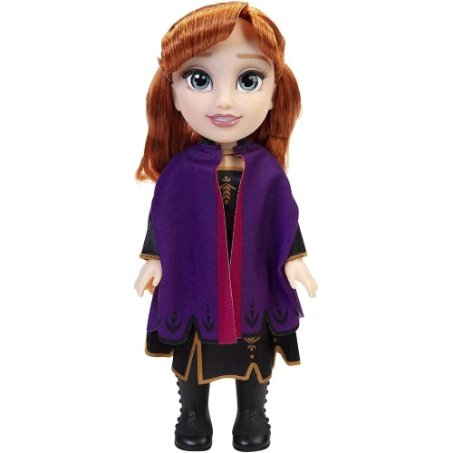 Disney Frozen Anna Toddler Doll in purple cape shown from the front