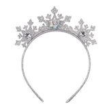 Disney Frozen silver headband with glitter snowflake decorations and small Elsa character detail