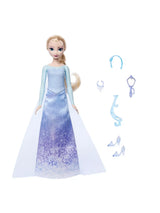 Disney Frozen Spin & Reveal Elsa doll shown with accessories and Frozen-themed outfit