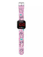 Disney Lilo and Stitch Angel LED watch showing full printed pink silicone strap with repeating Angel character and floral design