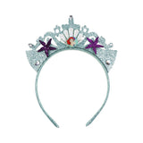 Disney The Little Mermaid Ariel tiara headband with silver glitter crown, purple starfish and Ariel character detail