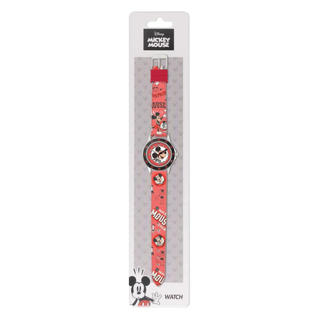Disney Mickey Mouse Printed Time Teacher Watch displayed on Mickey Mouse branded retail packaging 